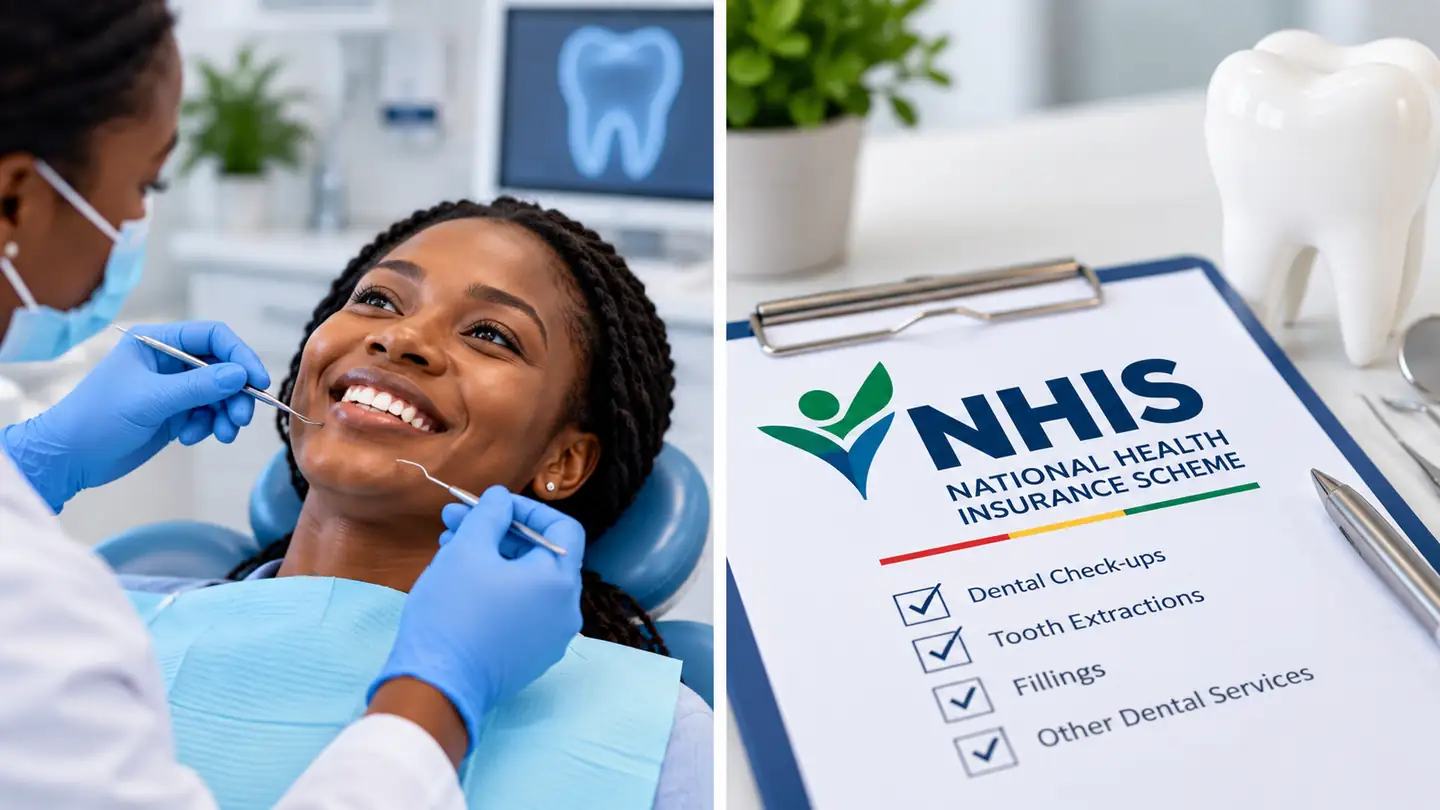 NHIS dental treatment coverage concept with dental care and insurance information